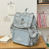 KYLETHOMASW  -  Korean Women Kawaii Ears Backpack Luxury Design Y2k Chic Star Schoolbags for Students Transparent Transparent All Match Ita Bags