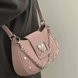 KIylethomasw New Fashion Shoulder Bag PU Bags for Women Sweet Cool Subculture Pink Crossbody Bag сумка Bolsas