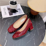 KYLETHOMASW  -  Increase Height 5cm Women Pumps Women Round Toe Bow-knot Sweet Ballet Shoes Office Woman Shallow Mouth Mary Jane Shoes