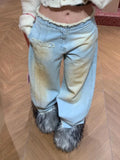 KYLETHOMASW  -  American Vintage Washed Patchwork Tie Dye Women's Jeans Fashion Street Denim Pants for Women Y2k Loose Wide Leg Pants