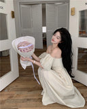 KYLETHOMASW  -  Elegant Party Dresses Woman Summer Solid Off The Shoulder Puff Sleeve  Long Vestidos Chic Chest Wrapping Evening Robes Femmes
