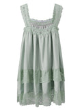 KYLETHOMASW  -  Women Vintage Mesh Babydoll Dresses Fairy Lace Mini Dress Y2k Floral Lace Trim Ruffle Chic Kawaii Harajuku Short Dress