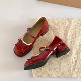 KYLETHOMASW  -  Designer Spring Autumn Thick Heel Women Mary Jane Shoes Concise Butterfly-knot Single Shoes Ladies Elegant Dress Leather Pumps