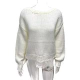 KYLETHOMASW  -  Cream Chunky Knit Loose Sweater Bow Tie Backless Lantern Sleeve 2025 Autumn Fashion Sweet Lady Top Holiday Elegant Chic Cardigan