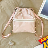 KYLETHOMASW  -  Portable Transparent Pocket Drawstring Backpack PU Lightweight Itabag Handheld Bag Large Capacity Shoulder Bag Casual