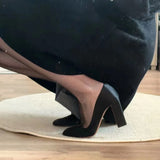 KYLETHOMASW  -  Square Toe High Heels Women Designer Chunky Vintage Heels Pumps Black Elegant Fashion Closed Toe Heels Shoes Ladies