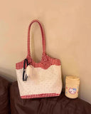 KYLETHOMASW  -  Cute Polka Dot Embroidered Canvas Shoulder Bag 2025 Casual Versatile Large Capacity Tote Commuting Underarm Bags