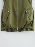 KYLETHOMASW  -  Autumn Women O Neck Front Zipper Loose Casual Vest Vintage Solid Sleeveless Outerwear