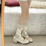 KYLETHOMASW  -  Lace Cross Strap Women Mary Jane Shoes Fashion Sweet Butterfly-knot Thick Heel Shoes Spring Autumn Ladies Elegant Dress Pumps