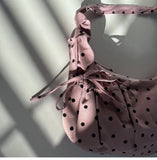 KYLETHOMASW  -  Streetwear Polka Dot Office Lady Shoulder Bag Women Canvas Drawstring Pleated Hobo Bags Y2k Aesthetic Handbags Crossbody Korean