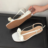 KYLETHOMASW  -  Elegant Women Low Heel Sandals Wedges Shoes Female Buckle Footwear Fashion Butterfly-Knot Ladies Heeled Sandals Shoes Pumps
