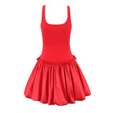 KYLETHOMASW  -  Pretty Girl O Neck Sleeveless Bow Bud Mini Dress Women Fit And Flare Slim Summer Dresses Red White Tank Sexy Sweet Robe