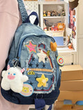 KYLETHOMASW  -  Retro Cowboy Color Matching Backpack Female Japanese Sweet Lovely Girl Y2k All-match Bag College Student Small Backpack