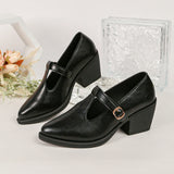 KYLETHOMASW  -  New Retro Mary Jane Shoes, French-Style Pointed Women's Flats, Soft-Tread T-Strap Leather Shoes, Plus Size