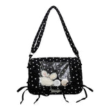 KYLETHOMASW  -  Dot Print Crossbady Bag Flap Transparent Sac Femme New Lace-up Bow Bolso Sqaure Bolsos De Mujer Underarm  Bags for Woman