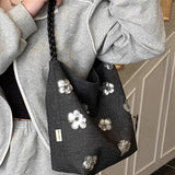 KYLETHOMASW  -  Korean Office Lady Patchwork Flower Shoulder Bags Fashion All Match Women's Handbags Casual Y2k Aesthetic Vintage Underarm Bag