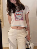 KYLETHOMASW  -  Summer Letter Printing Y2k Aesthetic T-shirt Streetwear Vintage Slim Fit Casual Tshirts Women Grunge Harajuku Cropped Tees