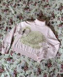KYLETHOMASW  -  Black Pink sweater White Swan pattern New slim-fit Retro slim-fit narrow neck knit sweater jacket Fashion women's winter sweater