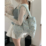 KYLETHOMASW  -  Sweet Polka Dot Bow Bag for Women New Korean Canvas Large Capacity Tote Rossbody Bags