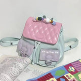 KYLETHOMASW  -  Sweet Cute Y2k Mochila Women Versatile Leather Lightweight Patchwork Chic Backpacks Female Retro Mini Backpack Aesthetic