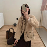 KYLETHOMASW  -  Sweet Hot Girl O-neck Double-sided Woolen Coat Women's Autumn/winter O-neck Lace-up Loose Coat Fashion Female Clothes