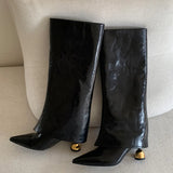 KYLETHOMASW  -  Designer Wine Glasses Woman Knight Boot Fashion Slip On Long Booties botas de inverno feminina