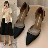 KYLETHOMASW  -  Vintage Pointed Toe Slip On Women Office Pumps Elegant Thin Heels Wedding Party Shoes New Spring Autumn Commuter Footwear11