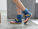 KYLETHOMASW  -  Blue  Shoes Buckle Gladiator Sandals Women Summer Jeans Boots booties sandalias Size 43