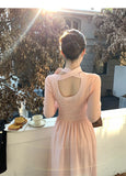 KYLETHOMASW  -  Korean Sle  Knot Ele Dr Women's Spring Autumn Design Slim A-Line Long Dr Soft Polyester Fiber Casual Wear