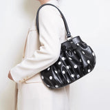 KYLETHOMASW  -  Japanese Vintage Dots Underarm Bag Women Y2k Aesthetic Pleated Bow Underarm Bag Korean Luxury Design Office Lady Shoulder Bags