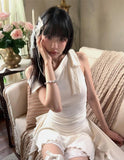 KYLETHOMASW  -  Y2K Irregular Mini Dress Women Harajuku Aesthetic Lace Patchwork White Dresses Summer Korean Design Bodycon Vestidos New