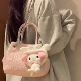 KYLETHOMASW  -  Sweet Cute Pink Bucket Handbag Women PU Leather Large Capacity Shoulder Bag Ladies Chain Y2K Harajuku Luxury Crossbody Bags Chic