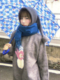 Kylethomasw Kawaii Snowman Crochet Sweater Women Gray Hooded Knitwear Oversize Cutecore Elf Hat Long Sleeve Winter Christmas Clothes