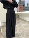KYLETHOMASW  -  Early New Product Retro Temperament Drawstring Design Sense High Waist Hanging Sense Casual Mopping Pants Wide Leg Pants
