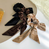 Kylethomasw French Vintage Velvet Scrunchies Hair Band Asymmetric Bow Ribbons Women Elastic Ponytail Headband Girls Hair Accessories