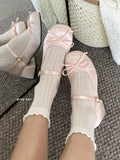 KYLETHOMASW  -  Retro Mary Jane Shoes Bow Knot Thick Heel Chunky Sole Fashionable Korean Style Women's Summer Shoes round Toe Slip-On