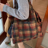 KYLETHOMASW  -  Contrast Color Plaid Preppy Casual Women's Handbags Grunge All Match High-capacity Shoulder Underarm Bag Y2k Aesthetic Tote Bags