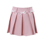 Kylethomasw Europe And America Summer New Women's Fashion French Style Sweet Bow Tie Up Half A-line Skirt Pleated Skirt