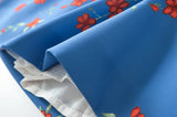 KYLETHOMASW  -  Summer Girl Bandage Lacing Up Sashes Ruched Waist Blue Floral Print Mini Skirts Fashion Women Zip up Waist A-lined Short Skirts