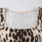 KYLETHOMASW  -  European and American sexy leopard print trend slim fit base T-shirt with personalized lace side panel design, slimming top