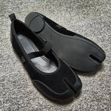 KYLETHOMASW  -  Women's Suede Mary Jane Flats Strap Design Split - Toe Comfortable Casual Shoes Stylish Daily/Lounge Footwear
