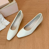 KYLETHOMASW  -  Women Pumps Square Toe Low Kitten Heel Soft PU Leather Slip On Minimalist Elegant Office Commute Casual Ladies Daily Work Shoes