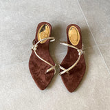 KYLETHOMASW  -  Fashion Pointed Toe Women Wedges Slippers Female Shallow Footwear Ladies Low Heel Slippers Shoes Flip flops Slides Sandals