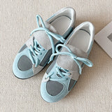 KYLETHOMASW  -  Fashion Splicing Lace Up Flat Sneakers Women Round Toe Mixed Color Comfort Designer Shoe Lightweight Outdoor Running Casual Shoe