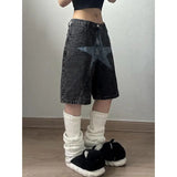 KYLETHOMASW  -  Y2K Printting Calf Length Denim Trouser Vintage Casual Emo Black Pants Women's Street Grunge 2000s High Waist Heart Jeans