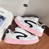 KYLETHOMASW  -  Cream White Platform Sneakers Women Yellow Orange Side Stripe Lace Up Chunky Casual Shoes Thick Sole Comfortable Daily Sporty