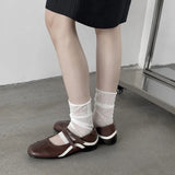 KYLETHOMASW  -  Black And White Splice Flat Bottom Single Shoes Women Students One-Strap Ballet Sport Shoes Thick Bottom Rubber Outsole