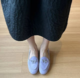 KYLETHOMASW  -  Women Suede Loafers shoes with Genuine Leather Bow Decoration Flat Shoes Comfortable Shallow Mouth Women Shoes Fashionable