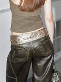 KYLETHOMASW  -    Luxury Designer Versatile PU Gold Rose Belt Retro Wide Waist Belts for Women Rivet Fashin Accessory y2k Silver Wide Belt
