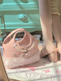 KYLETHOMASW  -  Pearl Bow Bag Original Sac Femme Shoulder Crossbady Bolso Sweet Princes Hand Bags for Woman Lace Spliced Bolsos De Mujer